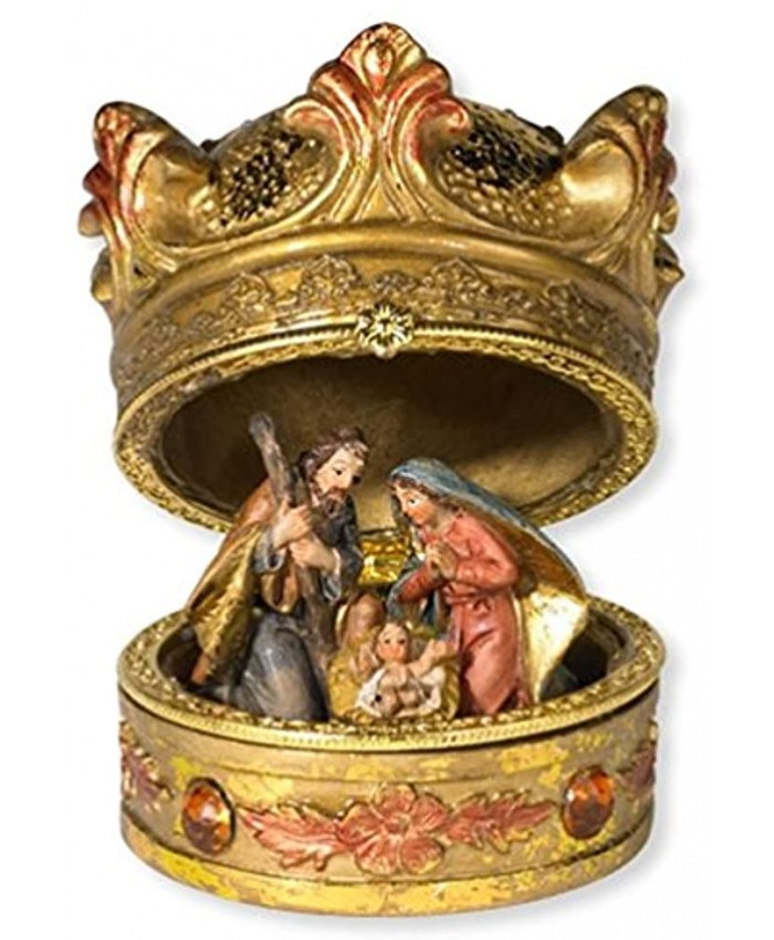 Autom Christmas Table Decoration Nativity Crown Box with Holy Family