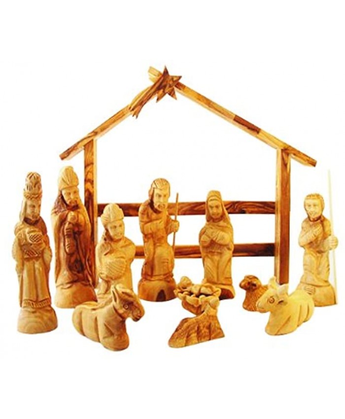 Holy Land Imports Olive Wood Nativity Set with Modern Creche