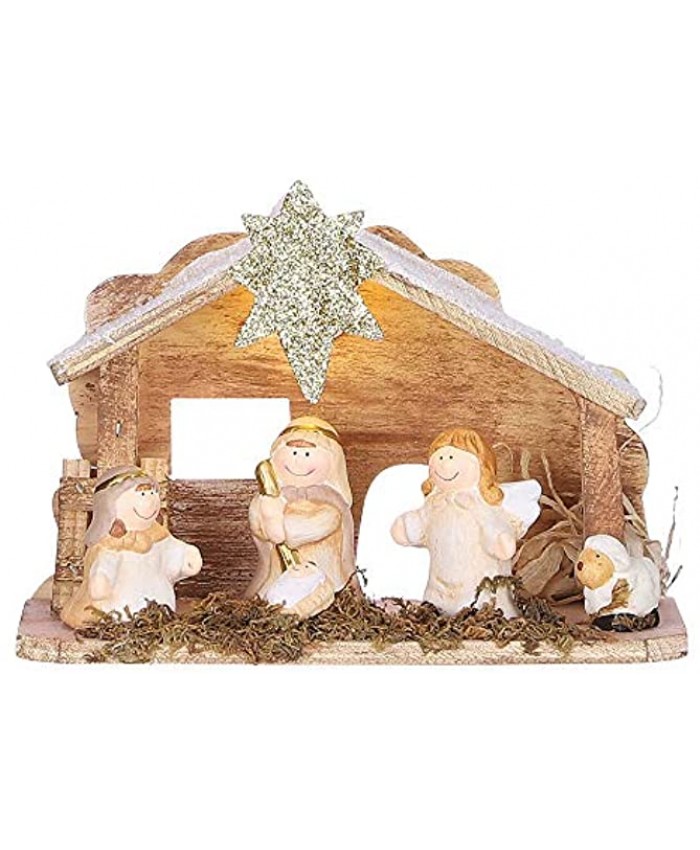HOUSE OF SEASONS 72169 Christmas Nativity Scene with LED Assorted Colours 22.5 x 16 x 8 cm