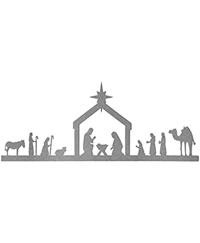 ROCC RUSTED ORANGE CRAFTWORKS CO. Single Piece Nativity Metal Nativity Set with Figurines Indoor Nativity Creche Nacimientos Navidenos Figuras Nativity Silhouette Christian Jesus Heart Savior