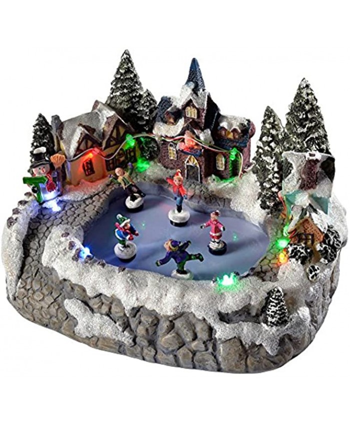 WeRChristmas 23 cm Sitting Scene with 5-Children Skating Colourful Led Lights Decoration