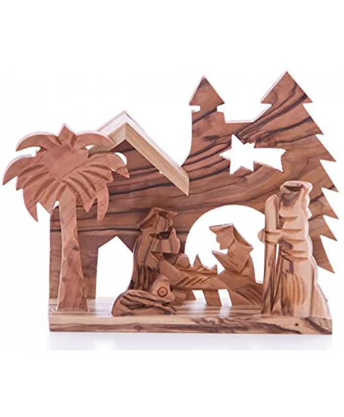 Zuluf Olive Wood Nativity Handicraft from Bethlehem Fair Trade Seasonal Home Décor Accent for Christmas | Comes with Jerusalem Certificate NAT034