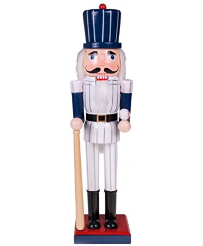 Clever Creations Baseball Player 16 Inch Traditional Wooden Nutcracker Festive Christmas Décor for Shelves and Tables