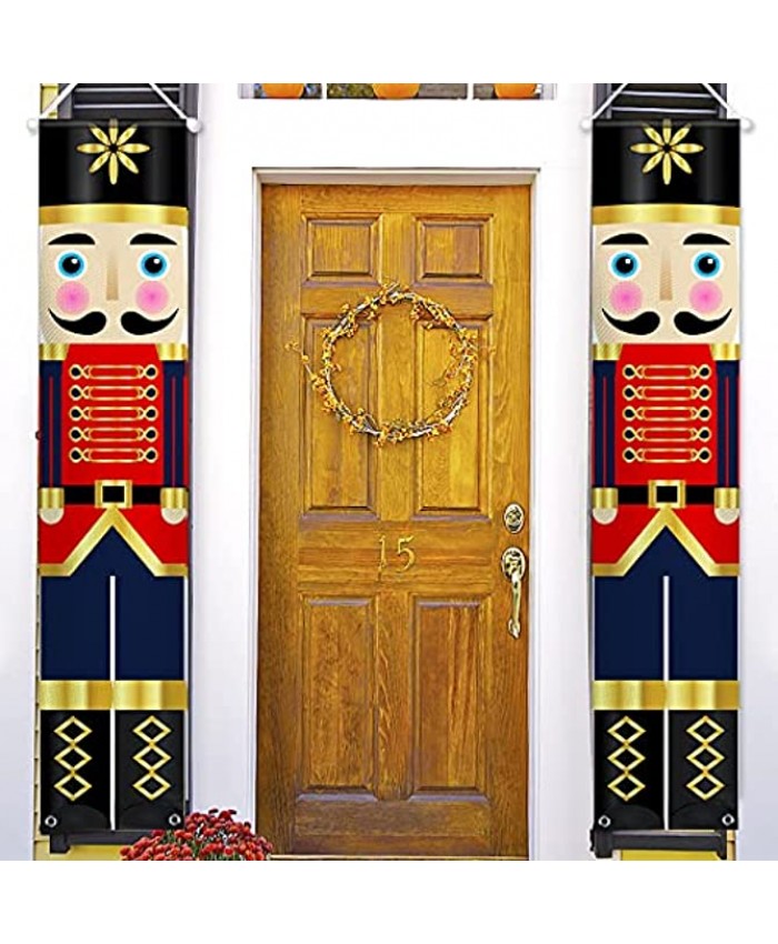 FSFLAG Nutcracker Christmas Decorations Welcome Sign for Porch Front Door Indoor Outdoor Soldier Model Nutcracker Banners for Wall Fireplace Bedroom Garden Party Holiday Home Kids Decor