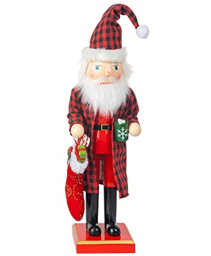 FUNPENY Christmas Decorations 14" Wooden Santa Clause Nutcracker Figures Festive Collectible Nutcracker Ornament Gift for Indoor Winter Table Desktop Fireplace Decorations