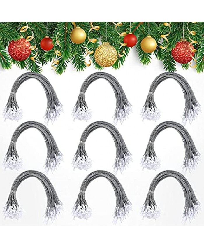 1000 Pieces Christmas Ornament Hanger String with Snap Fastener Christmas Ornament Hanging Ropes Fasteners for Christmas Tree Party Decorations Silver
