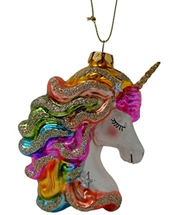 Gerson Glass Ornament with S-Hook and Gift Box Random Collection Rainbow Unicorn 2546350