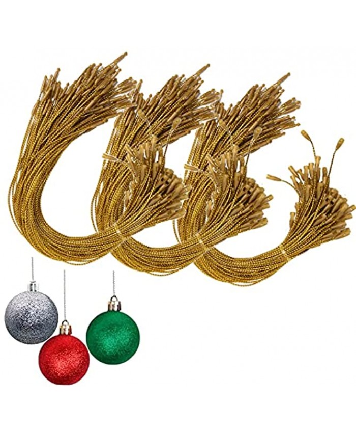 xlopsd 300 Pieces Christmas Ornament Hangers Snap Locking Ropes Fasteners Hanging Ropes for Christmas Party Hanging Gold