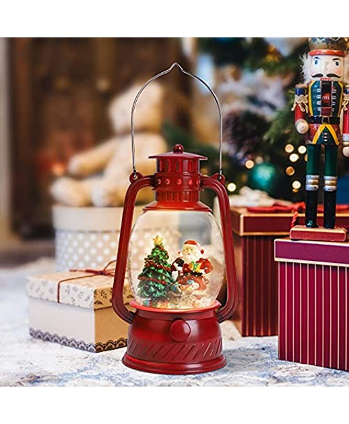Christmas Snow Globe Lantern Glitter Lantern Christmas Snowglobe Christmas Snow Globes Lantern Santa Claus Xmas Tree Scenes 6H Timer USB 3 AA Battery Operated Snowglobes for Christmas Decoration Gift