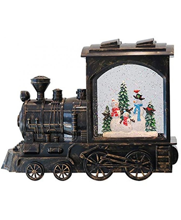 DRomance Christmas Musical Snow Globe Lantern Battery Operated with 6 Hour Timer Snowman Lighted Snow Globe Train Spinning Water Swirling Glitter Christmas Decoration Gifts10.6 x 4.3 x 8.3 Inches