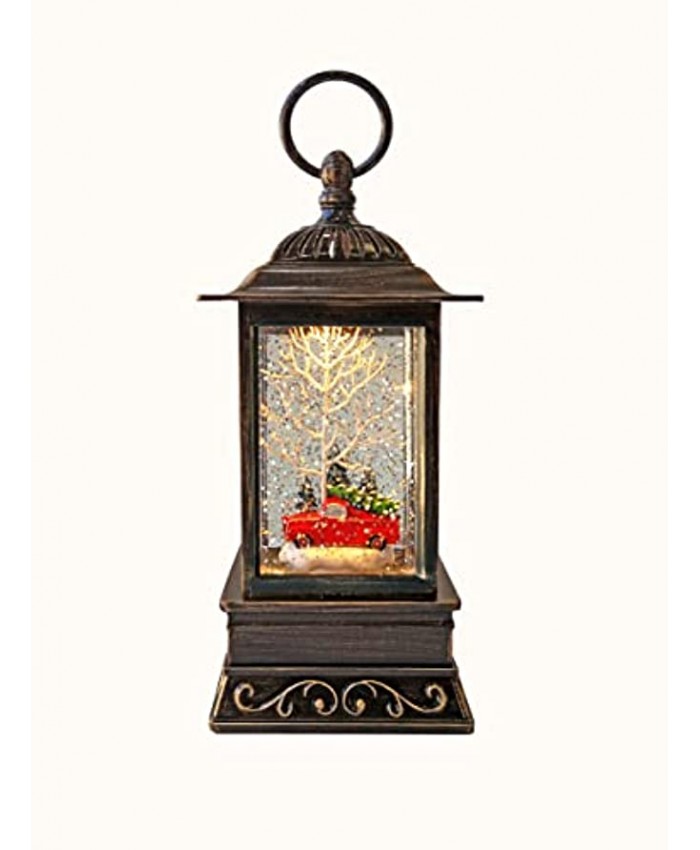 ReLIVE Christmas Light-Up Snow Globe Lantern 10.25" Red Truck