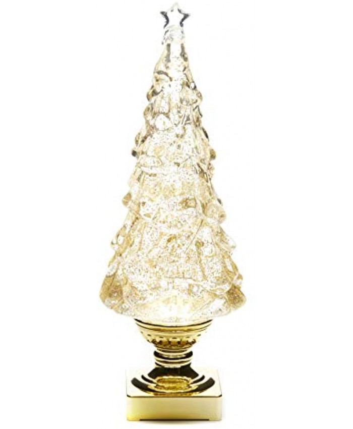 ReLIVE Light Up Christmas Tree Snow Globe with Glitter 15.25" Gold
