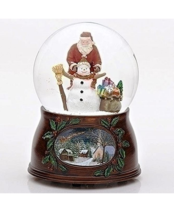Roman Christmas Musical Revolving Santa Claus and Snowman Snow Globe Glitterdome Plays "Have Yourself A Merry Little Christmas",Multicolored,5 inch