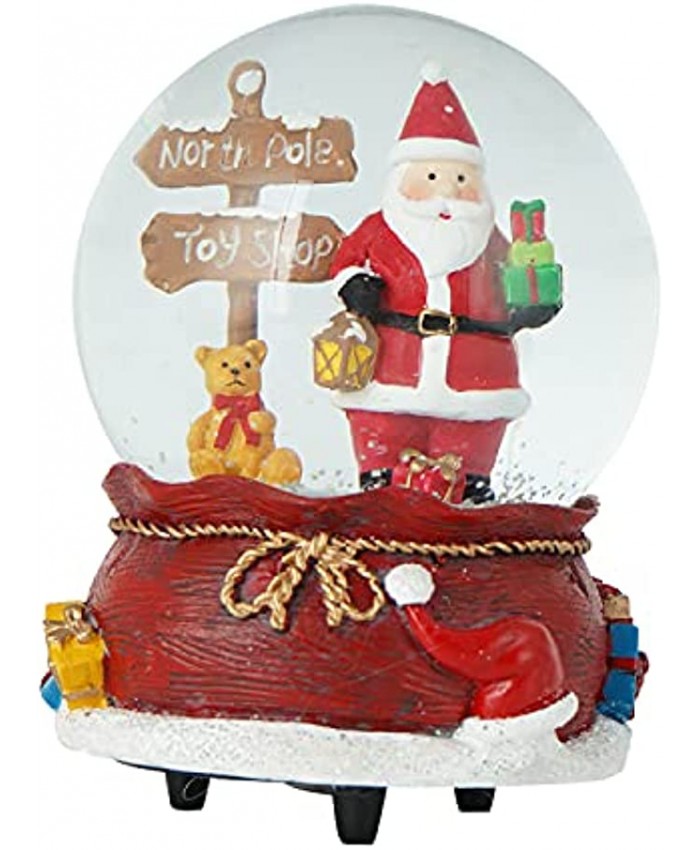 Snow Globes Glitter Water Globe Decoration Musical Snow Globes Decor Plays We Wish You a Merry Christmas 100mm Santa Claus and Bear