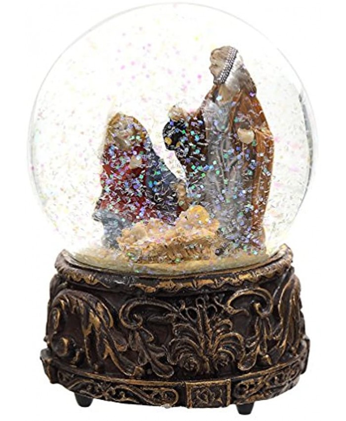 Snow Globes Glitter Water Globe Musical Snow Globe Decoration Plays We Wish You a Merry Christmas  100mm Nativity