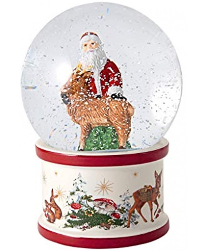 Villeroy & Boch 14-8327-6649 Christmas Toys Large Snow Globe Santa and Stag Porcelain Multicoloured 13 x 13 x 17 cm