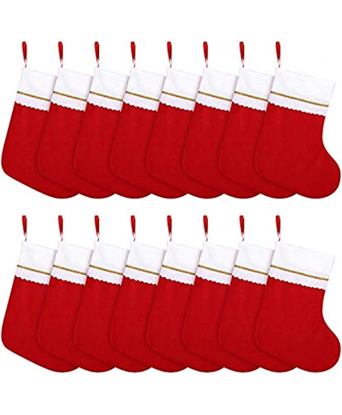 Cooraby 16 Pack Red Felt Christmas Stockings 15 Inches Xmas Fireplace Hanging Stockings Holiday Decorations Stockings for Christmas Decorations