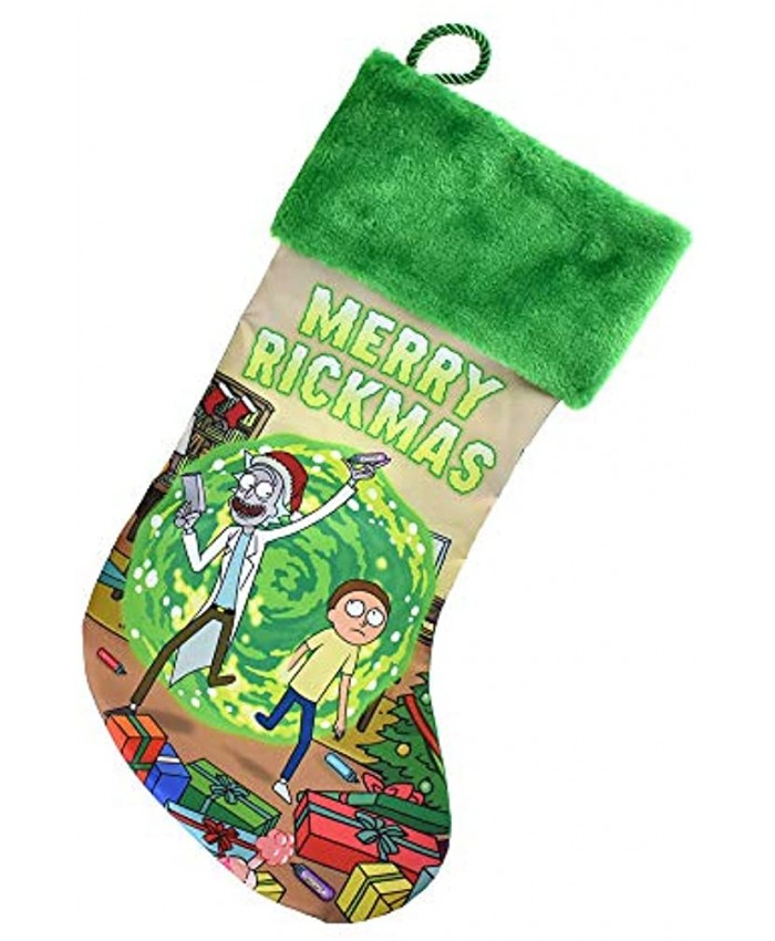 Merry Rickmas Rick and Morty Christmas Stocking Green 18-Inch
