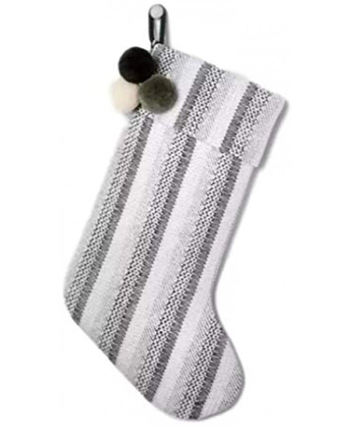 Hearth & Hand with Magnolia Holiday Stocking Black Stripe with Poms