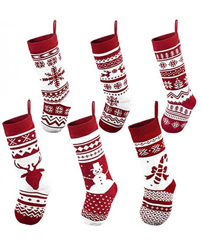 JOYIN 6 Pack 18" Knit Christmas Stockings Large Rustic Yarn Xmas Stockings for Family Holiday Decorations