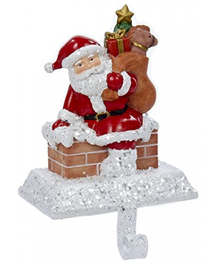 Kurt Adler Resin Santa with Gift Box Stocking Holder 6.5-Inch