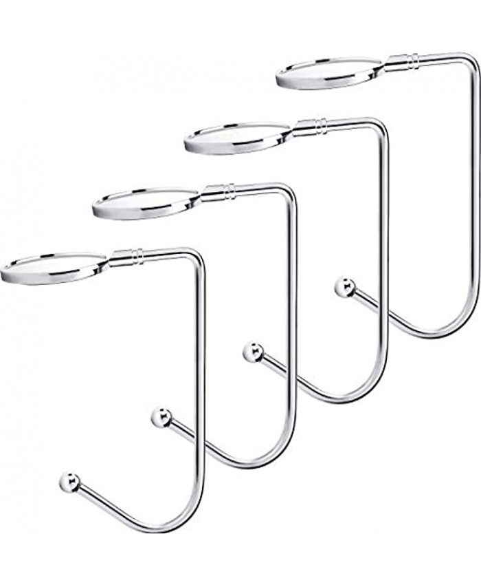 Sunshane 4 Pieces Christmas Stocking Holders Mantel Hooks Hanger Christmas Safety Hang Grip Stockings Clip for Christmas Party Decoration Silver