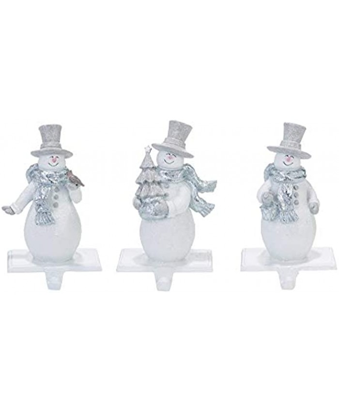 Transpac Snowman Winter White 8 x 5 Resin Stone Christmas Stocking Holders Set of 3