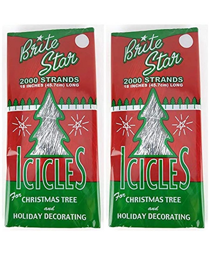 BRITE STAR Silver 18-Inch Icicle Tinsel 2000 Strands  2 pack