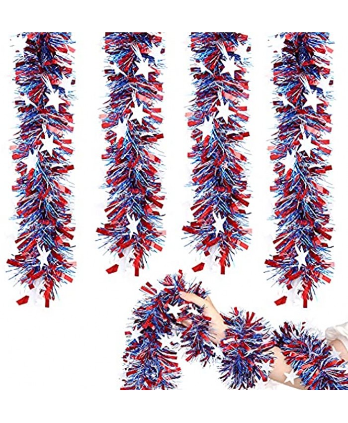 C.N. 4PCS Patriotic Tinsel Twist Tinsel GarlandsFidget Toy Great Novelty Gifts for Kids and Adult American