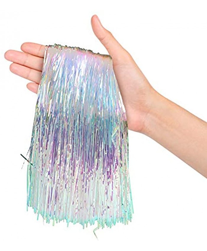 Iridescent Tinsel Strands Metallic Icicle Streamers Pack of 2000 for Holiday Christmas Tree Mermaid Unicorn Birthday Wedding Anniversary Hanging Party Decorations