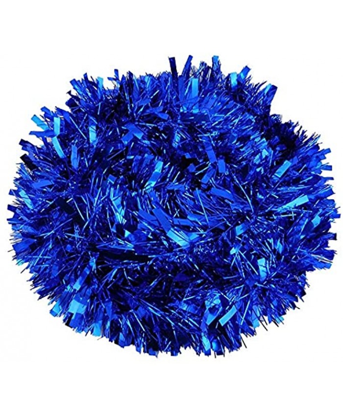 SHATCHI 1.8m 6ft Blue Luxury Deluxe Chunky Christmas Tinsel Garland Xmas Tree Decorations