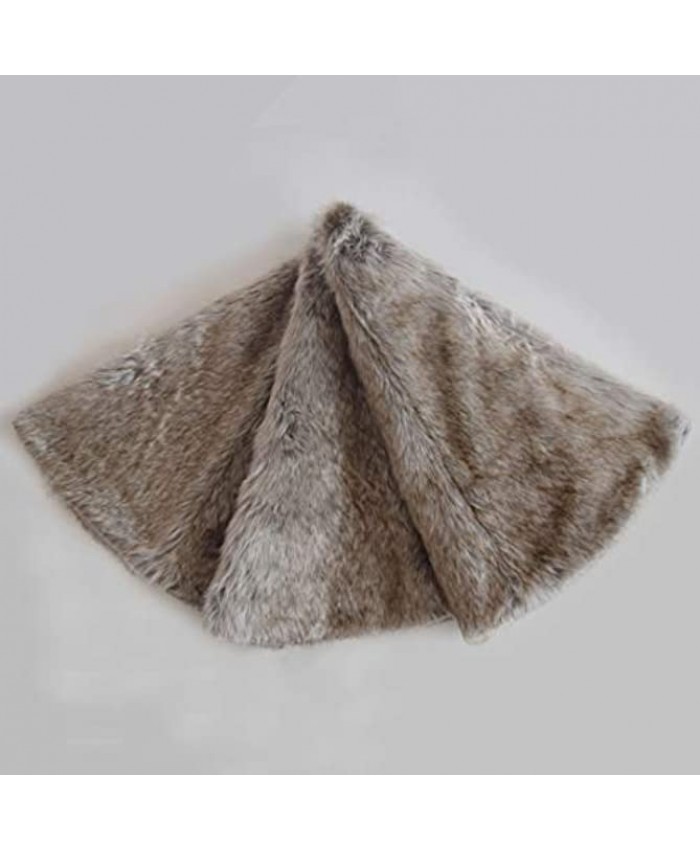 Gireshome Deluxe Grey Brown Multi Colors,Grey Stripe and Beige Grey Mixted Color Faux Fur Christmas Tree Skirt -36inch