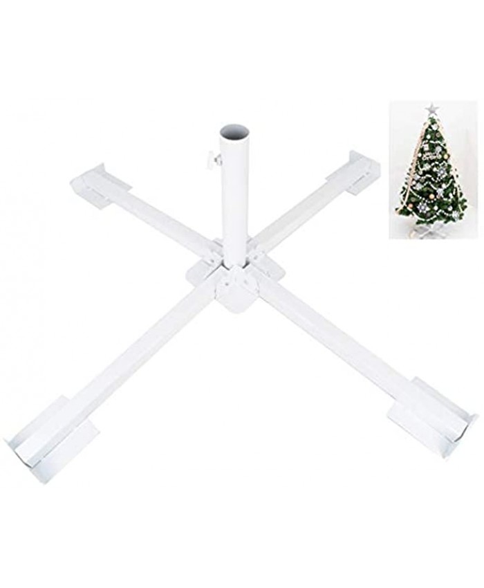 ELFJOY White Christmas Tree Stand for Artificial Trees Heavy Duty Iron Metal Portable Foldable Tree Base 34"