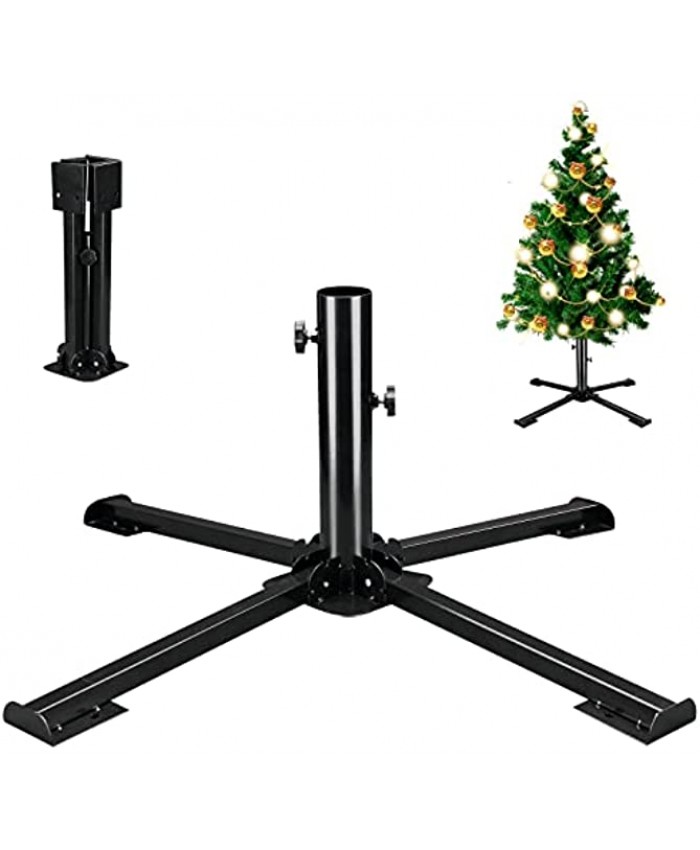 Heavy Duty Christmas Tree Stand for Artificial Trees Foldable Xmas Trees Holder for 10-12 FT Artificial Trees Stainless Steel Metal Base Stands Black 2.16 Inch Pole