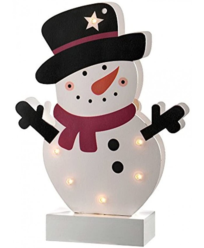WeRChristmas Pre-Lit Colourful Snowman Table Christmas Decoration Wood 24 cm Multi-Colour