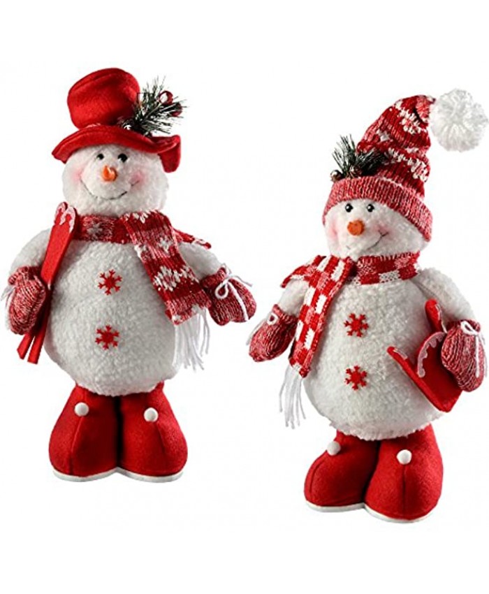 WeRChristmas Standing Snowmen Christmas Decorations 36 cm Red White Set of 2