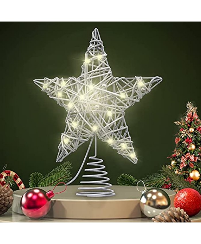 Christmas Tree Topper VersionTECH. 20 LED Lights Star Glitter Toppers Christmas Decorations Ornaments for Home Party Indoor Outdoor Lighted Festival Xmas Treetop Decoration with Battery Operated