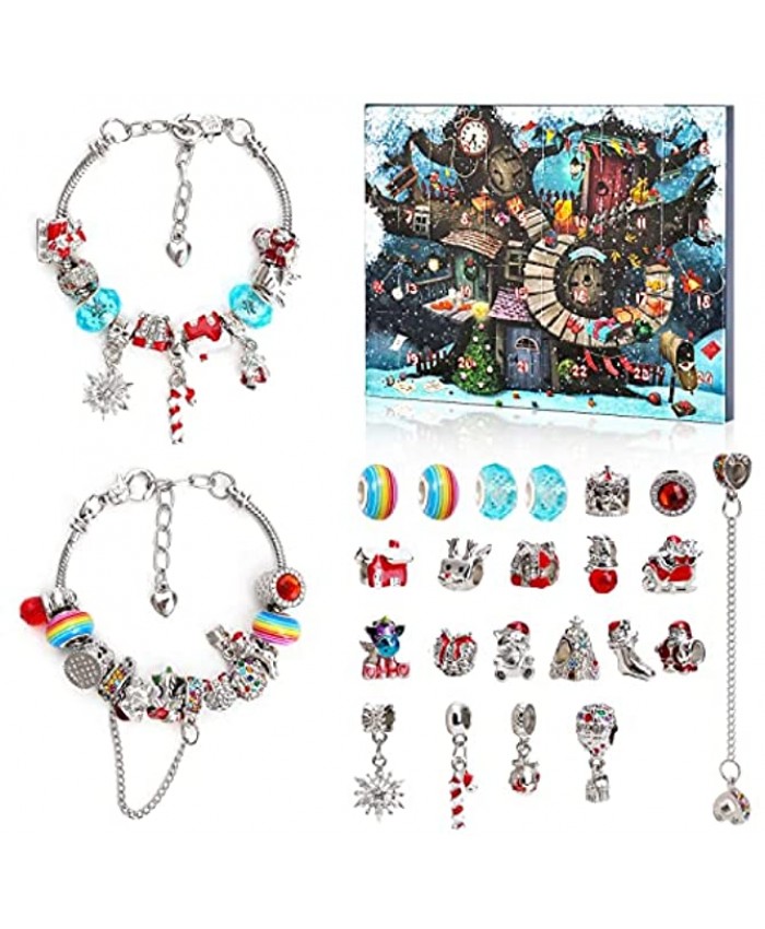 Advent Calendar 2021 for Girls,Christmas 24 Days Countdown Calendar DIY Charm Bracelets Making Kits for Kids Adult Christmas Party Favors Gifts for Boys Girls Kids Toddlers Adults