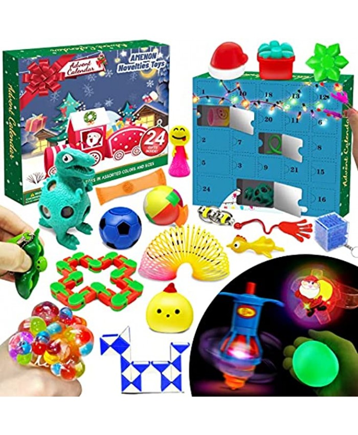 AMENON Christmas Fidget Advent Calendar 2021 for Kids with 24 Different Stress Relief Toys 24 Days Countdown with Slime Stress Ball Toy for Girls Boys Teens Christmas Stocking Stuffers Party Favors