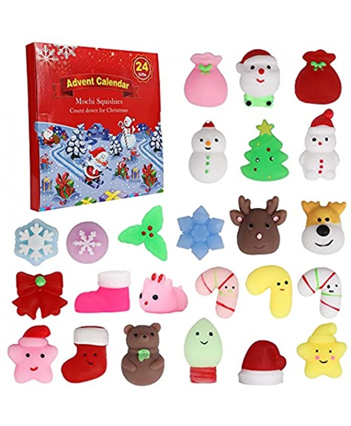 Christmas Advent Calendar 2021 for Kids 24 pcs Squishy Fidget Toys Advent Calendar for Christmas Countdown Xmas Gift for Toddler Boys and Girls Birthday Holiday Party Christmas