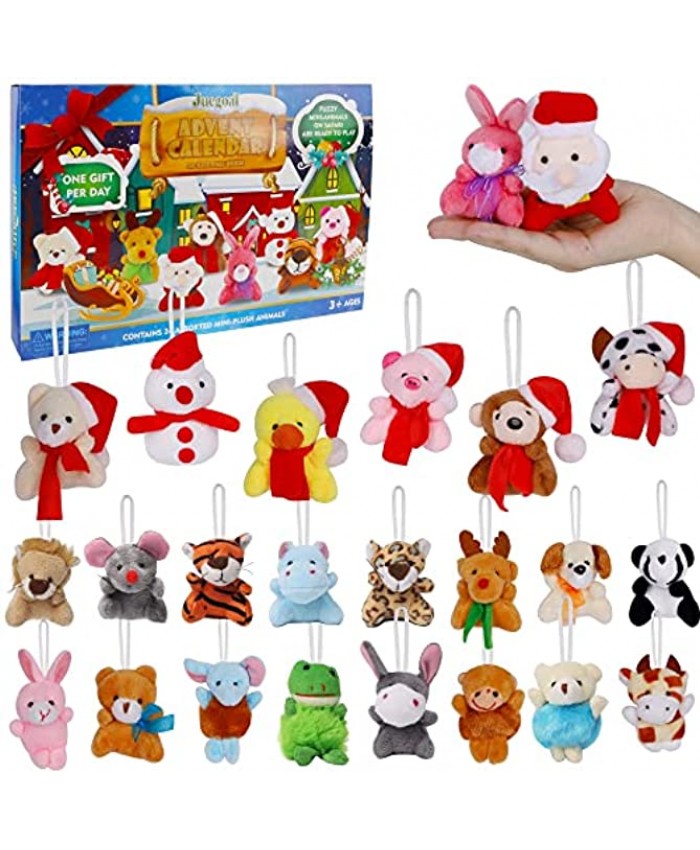 Juegoal Advent Calendar 2021 for Kids Mini Animal Plush Toy with 24 Different Stuffed Animals Christmas Countdown Toy Calendars Stocking Stuffer Toys Party Favors Gifts Perfect for Boys and Girls