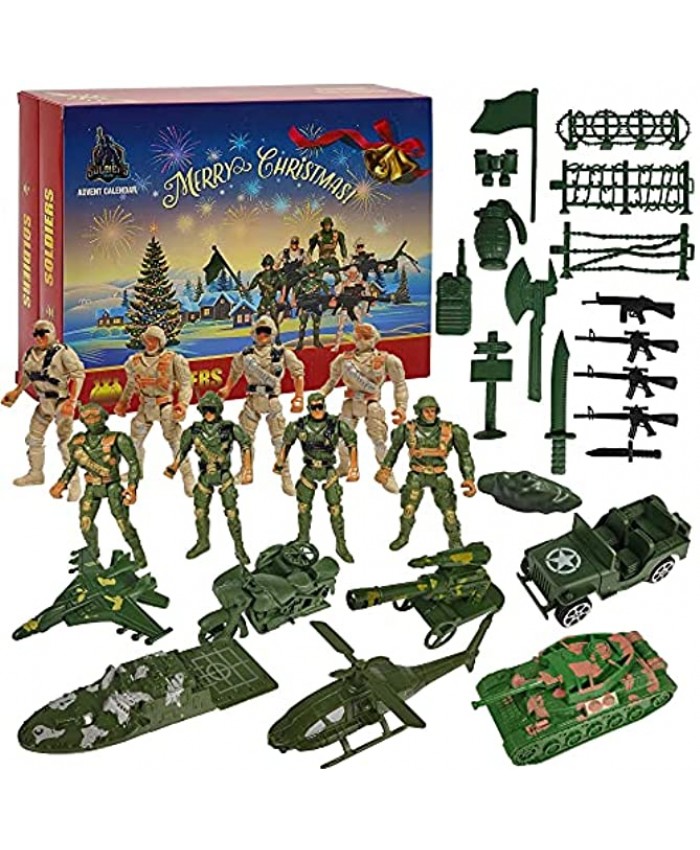 Ogrmar Christmas 2021 Advent Calendar Kids 24 Days Countdown Calendar with Military Soldier Army Man Toys for Kids