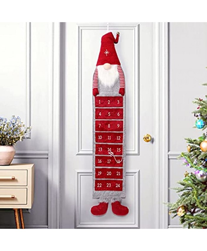 QTDLXFA Christmas Advent Calendar 2021 24 Days Felt Gnome Wall Countdown to Christmas Calendar Home Holiday Christmas Decorations
