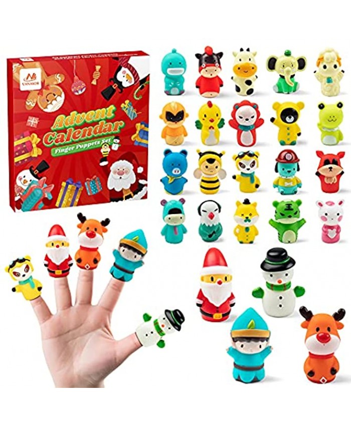 Vanmor Finger Puppets Advent Calendar 2021 for Kids Toddlers Christmas Countdown Calendar 24 Days Animals Finger Toys Xmas Gifts for Boys Girls Pinata Fillers Party Favors Goodie Bag Fillers