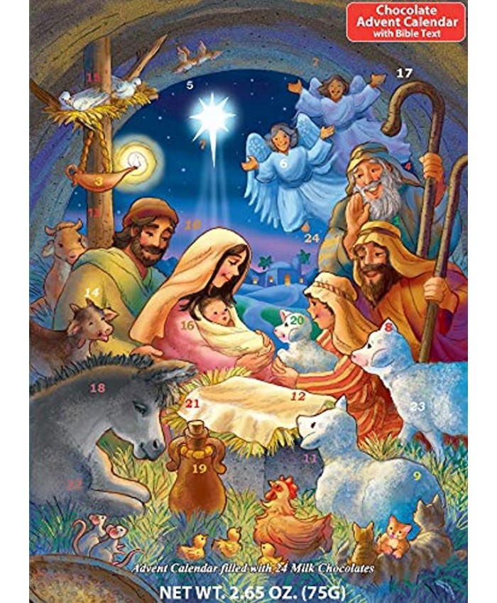 Vermont Christmas Company Baby in a Manger Chocolate Advent Calendar with Nativity Story