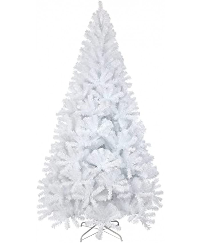 Antetek 4ft Artificial Christmas Tree Xmas Pine Tree with Solid Metal Foldable Base for Home Office Party DecorationWhite