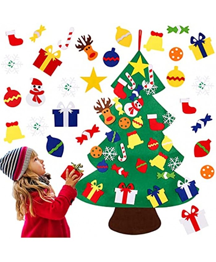 Autiy 3.6 FT Felt Christmas Tree for Toddlers Kids with 29Pcs Detachable Ornaments DIY Felt Christmas Tree for Kids Chritstmas Gifts