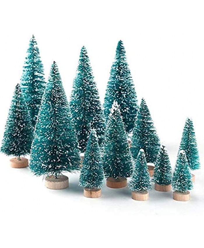 LOVEINUSA 34Pcs Mini Sisal Snow Frost Trees Bottle Brush Trees 5 Sizes Christmas DIY Decoration Home Table Top Decoration Diorama Tree Models