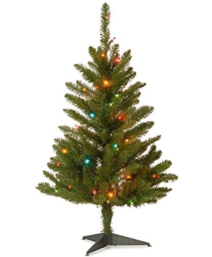 National Tree Company Artificial Pre-Lit Mini Christmas Tree Green Kingswood Fir Multicolor Lights Includes Stand 3 Feet