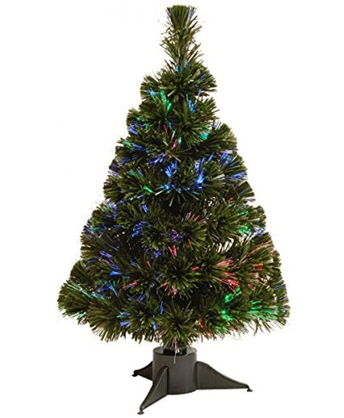 National Tree Company Pre-lit Artificial Christmas Tree | Includes Multi-Color Lights | Fiber Optic Ice Tree- 2 ft